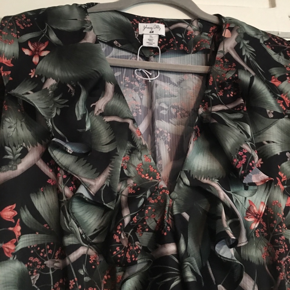 Johanna Ortiz x H&M palm greens flounce dress size Large - Picture 8 of 16